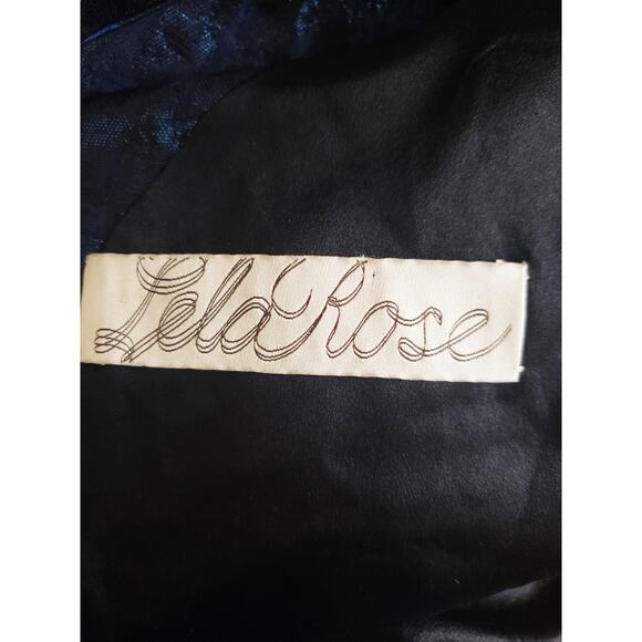 Lela Rose Silk Blend Cocktail Dress Blue/Black Size 2 - Picture 3 of 5